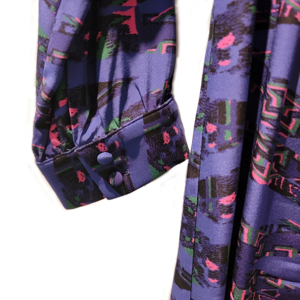 Amanda Uprichard Purple Silk "Aztec" Print Dress - Size Med - Picture 16 of 16